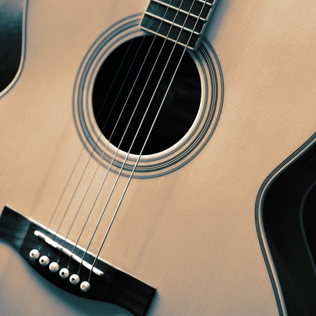 acoustic guitar - bridge close upの写真素材