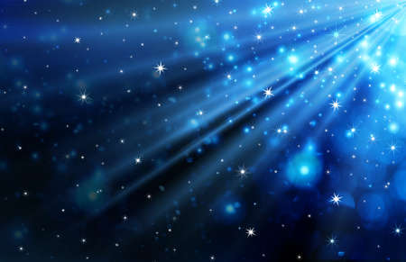 snowflakes and stars descending on backgroundの写真素材