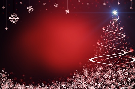 red abstract background with christmas treeの写真素材