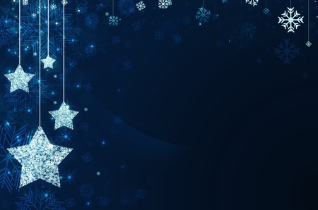 Festive dark blue Christmas background with starsの写真素材