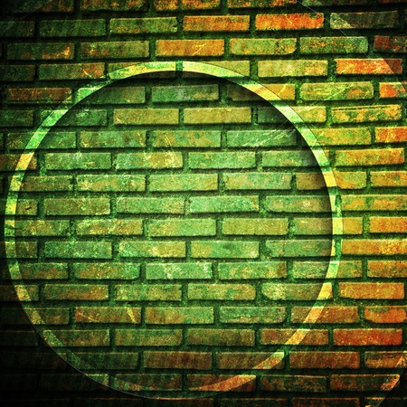 abstract green brick wallの写真素材