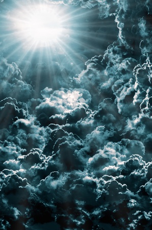 dark sky with sunの写真素材