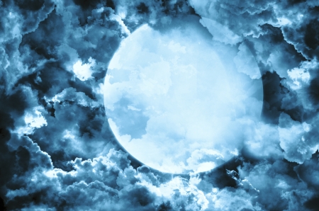 nightly sky with large moonの写真素材