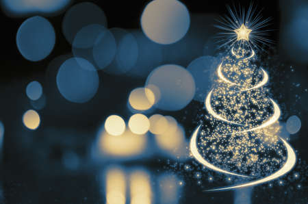 Shinny Christmas Tree, abstract backgroundの写真素材