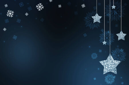Festive dark blue Christmas background with starsの写真素材