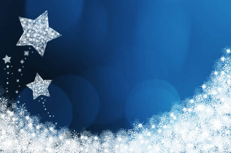 Festive dark blue Christmas background with starsの写真素材