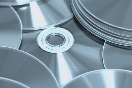 set of DVDs scatteredの写真素材