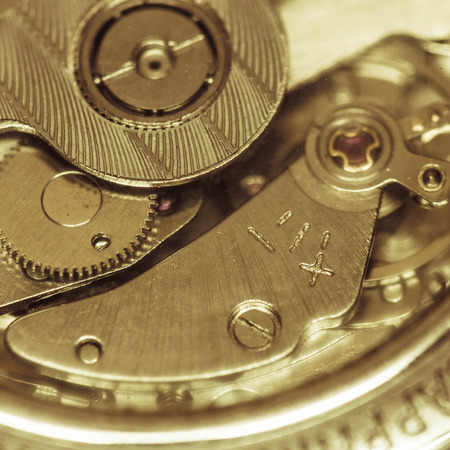 mechanism in the old clockの写真素材