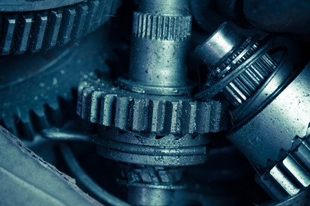 Closeup of metal  gearsの写真素材