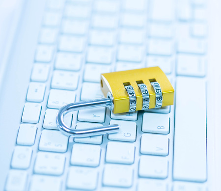 Padlock on keyboardの写真素材