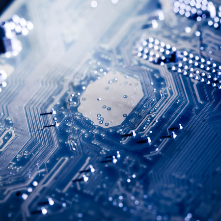 close-up of electronic circuit boardの写真素材