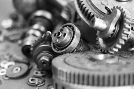 Closeup of metal  gearsの写真素材