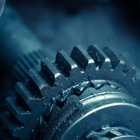 Closeup of metal  gearsの写真素材