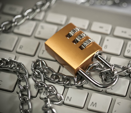 Padlock on keyboardの写真素材