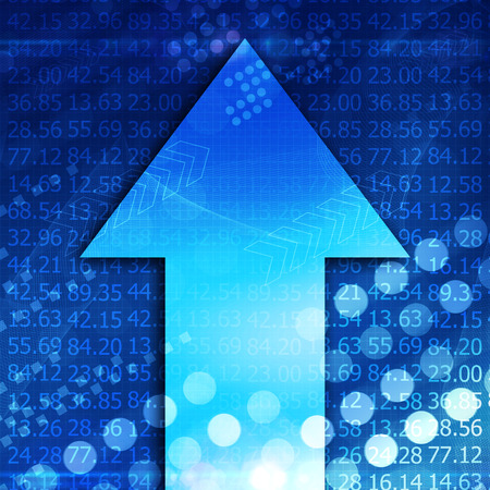 Electronic stock numbers and arrowの写真素材