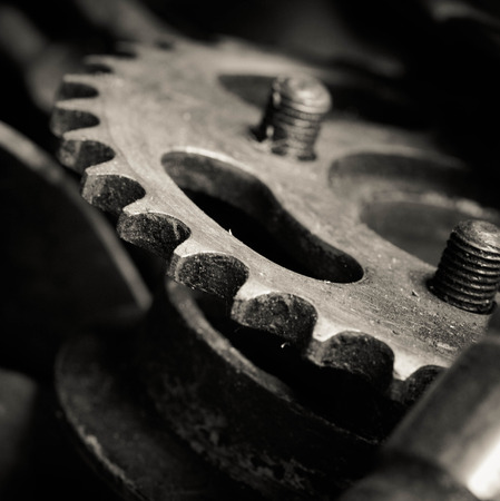 Closeup of metal  gearsの写真素材