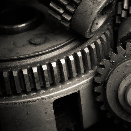 Closeup of metal  gearsの写真素材