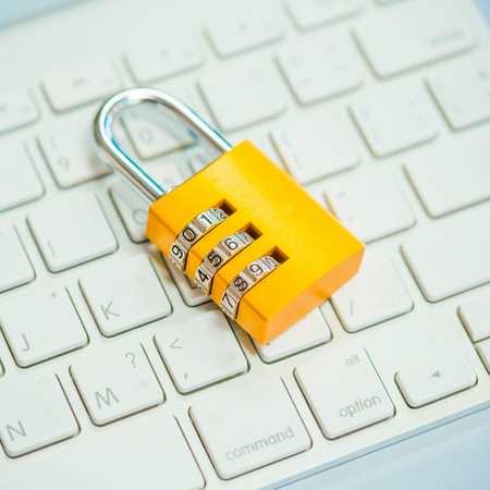 Padlock on keyboardの写真素材