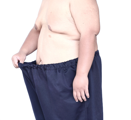 Fat man with a big bellyの写真素材