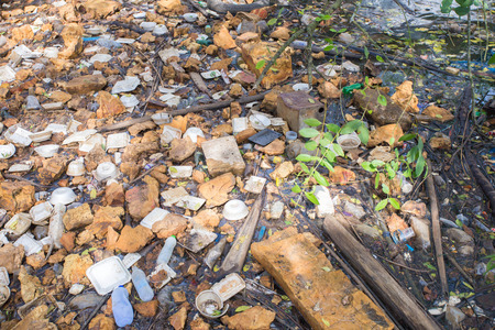 A large amount of trash polluting our waters