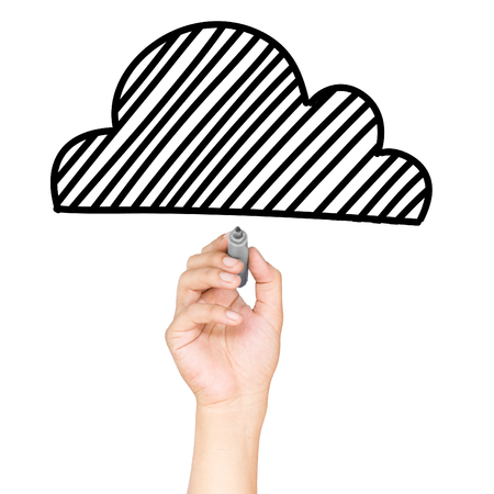 man drawing a Cloud の写真素材