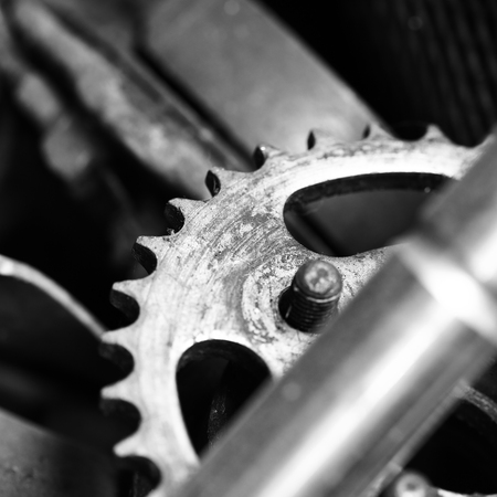 Closeup of metal gearsの写真素材