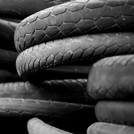 Pile of old rubber tiresの写真素材
