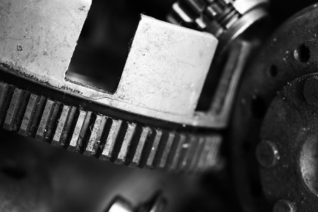 Closeup of metal gearsの写真素材