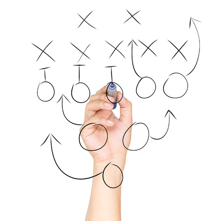 game plan with hand pointingの写真素材