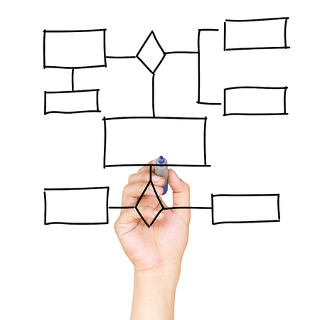 drawing chart on whiteboard isolated on whiteの写真素材