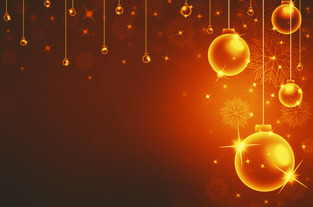 Christmas balls,streamers over background with snowflakesの写真素材