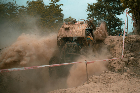 Offroad in motion on rally