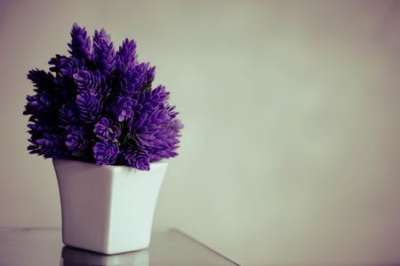 Bouquet of beautiful spring flowers of lilac in a vaseの写真素材