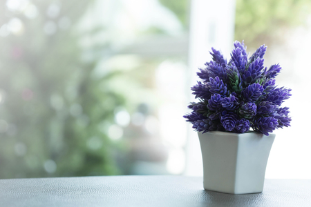 Bouquet of beautiful spring flowers of lilac in a vaseの写真素材