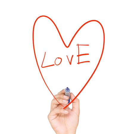 Drawing a heartの写真素材