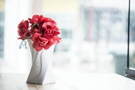 decorative flowers on the tableの写真素材