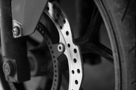 close up of motorbike brake backgroundの写真素材