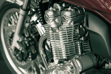 detail of a classic motorcycle engineの写真素材
