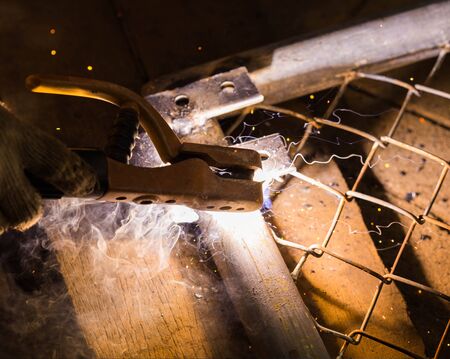 welding metal and sparksの写真素材
