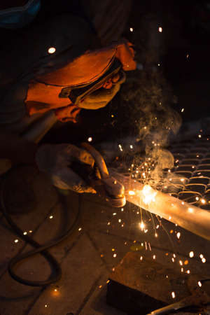 welding metal and sparks