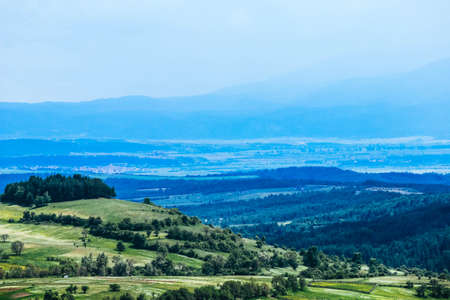 Rural summer landscape, france Provence, view on a green valley.の写真素材