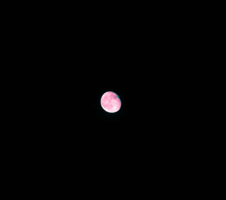 A scary pink fool moon of a dark sky, mystical night background.