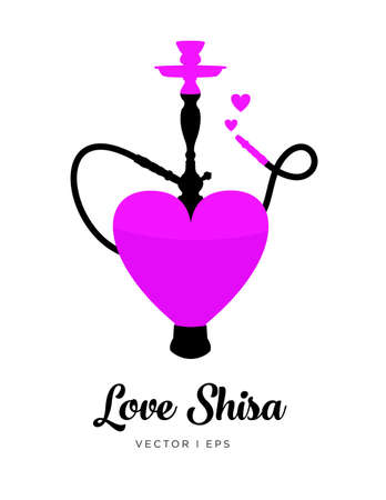 Elegant vector editable black shisha silhouette, symbol of passion for the Valentine's Day.のイラスト素材