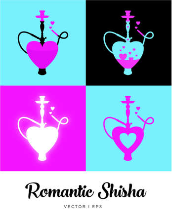 Elegant vector editable black shisha silhouette, symbol of passion for the Valentine's Day.のイラスト素材