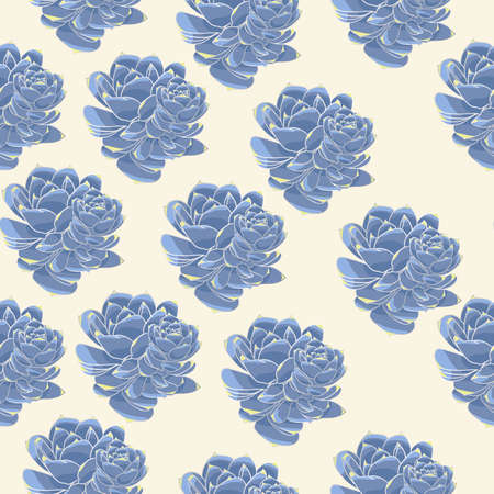 Vector silver gray succulents texture seamless pattern backgroundのイラスト素材