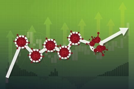 Stock markets rebound from COVID-19 virus be defeated, world investment price rise up or recovered since pandemic of Coronavirus, stock market graph and chart equity price move up from permitted unlockingのイラスト素材
