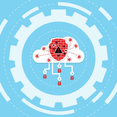 Cyber attack malware wannacry or maze ransomware virus encrypted files and lock on cloud computer...