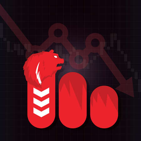 Bearish symbols on stock market vector. Fund, forex or commodity price charts, on financial...