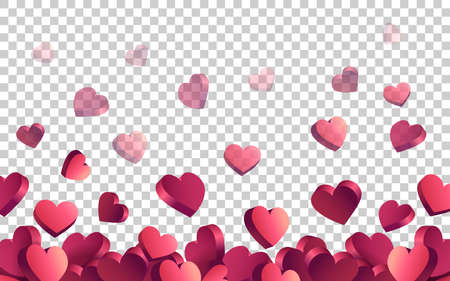 Red 3d hearts floating web buttons isolated on transparent background. Like icons for live stream video chat.のイラスト素材