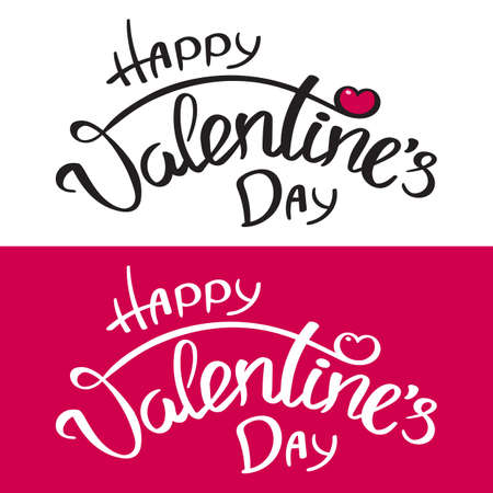 Set of Happy Valentine's Day handwritten inscriptionsのイラスト素材